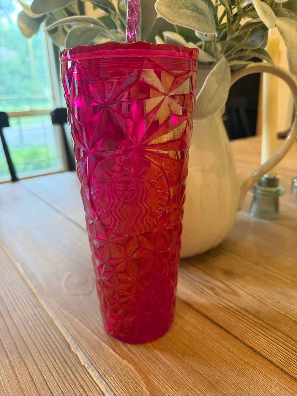 Starbucks Fushia Prism Cold Cup with Straw